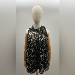 Worthington Woman Leopard Print Sleeveless Blouse Front 3X Plus Size